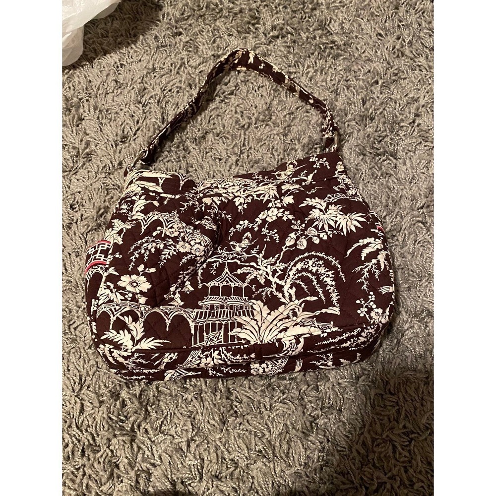 Vera Bradley Toile & Trouble Brown Quilted Cotton Shoulder Bag Purse Medium